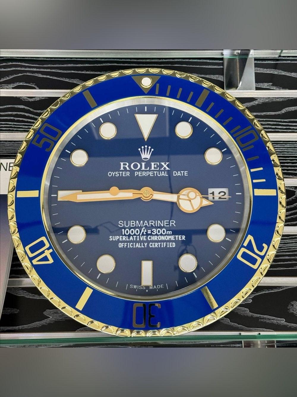 SUBMARINER Bluesy Wall Clock | Yellow Gold Bezel Insert & Blue Dial